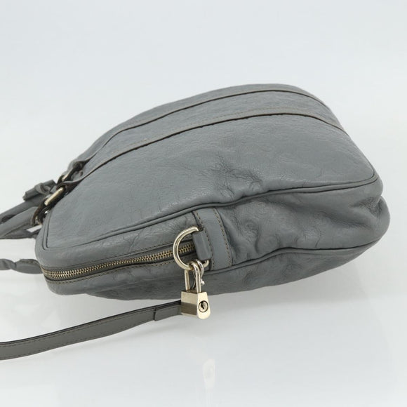GUCCI GG Canvas Guccissima Hand Bag Leather 2way Gray Silver 201480 Auth bs34822