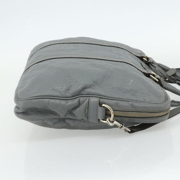 GUCCI GG Canvas Guccissima Hand Bag Leather 2way Gray Silver 201480 Auth bs34822