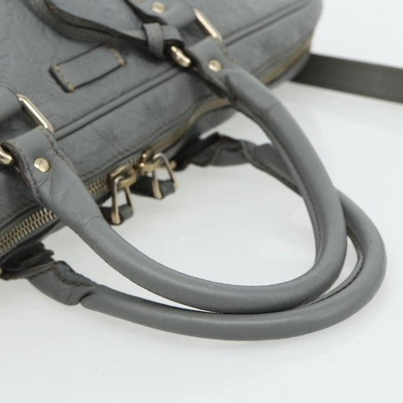 GUCCI GG Canvas Guccissima Hand Bag Leather 2way Gray Silver 201480 Auth bs34822