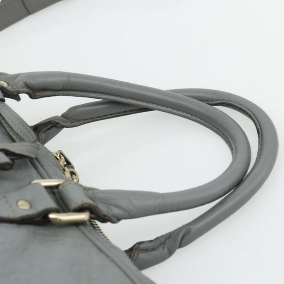 GUCCI GG Canvas Guccissima Hand Bag Leather 2way Gray Silver 201480 Auth bs34822