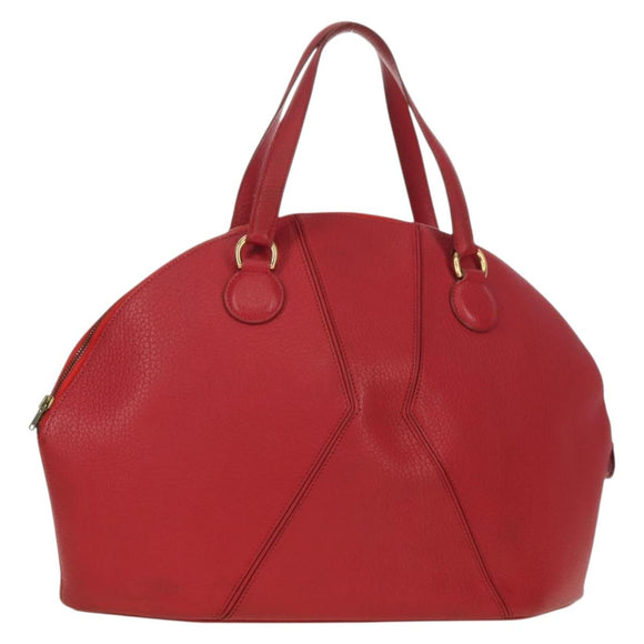 HERMES Ildvo Hand Bag Leather Red Gold Auth bs34829V