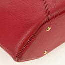 HERMES Ildvo Hand Bag Leather Red Gold Auth bs34829V-10