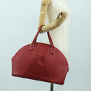 HERMES Ildvo Hand Bag Leather Red Gold Auth bs34829V-21