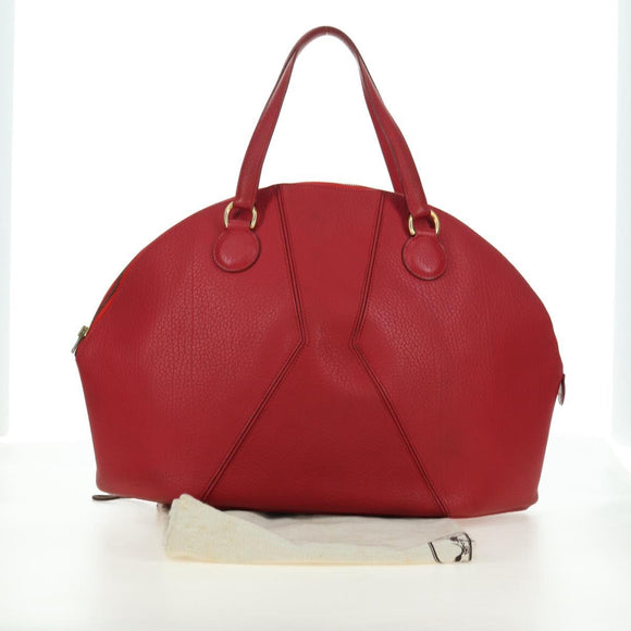 HERMES Ildvo Hand Bag Leather Red Gold Auth bs34829V