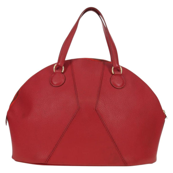 HERMES Ildvo Hand Bag Leather Red Gold Auth bs34829V
