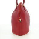 HERMES Ildvo Hand Bag Leather Red Gold Auth bs34829V-5