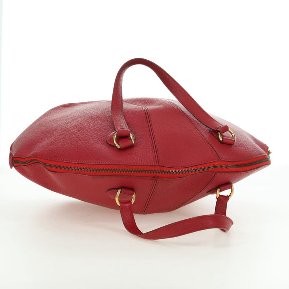 HERMES Ildvo Hand Bag Leather Red Gold Auth bs34829V