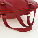 HERMES Ildvo Hand Bag Leather Red Gold Auth bs34829V-7