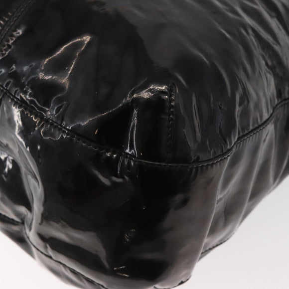 CARTIER Shoulder Bag Patent leather Brown Silver Auth bs34832A