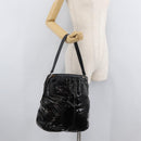 CARTIER Shoulder Bag Patent leather Brown Silver Auth bs34832A-24