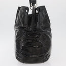 CARTIER Shoulder Bag Patent leather Brown Silver Auth bs34832A-4