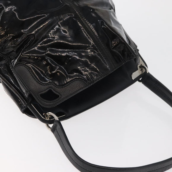CARTIER Shoulder Bag Patent leather Brown Silver Auth bs34832A