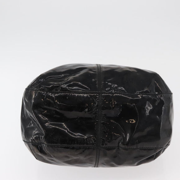 CARTIER Shoulder Bag Patent leather Brown Silver Auth bs34832A