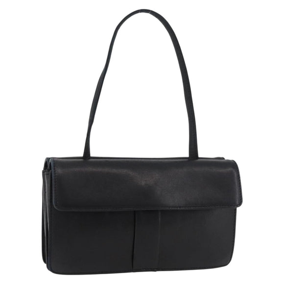 SAINT LAURENT Hand Bag Leather Black Gold Auth bs34834