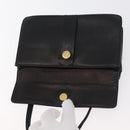 SAINT LAURENT Hand Bag Leather Black Gold Auth bs34834-10