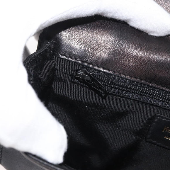 SAINT LAURENT Hand Bag Leather Black Gold Auth bs34834