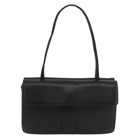 SAINT LAURENT Hand Bag Leather Black Gold Auth bs34834