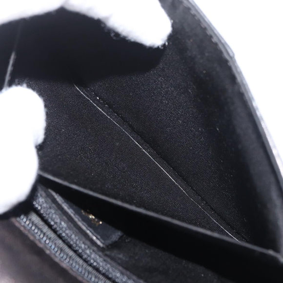 SAINT LAURENT Hand Bag Leather Black Gold Auth bs34834