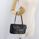 SAINT LAURENT Hand Bag Leather Black Gold Auth bs34834-26
