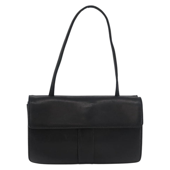 SAINT LAURENT Hand Bag Leather Black Gold Auth bs34834