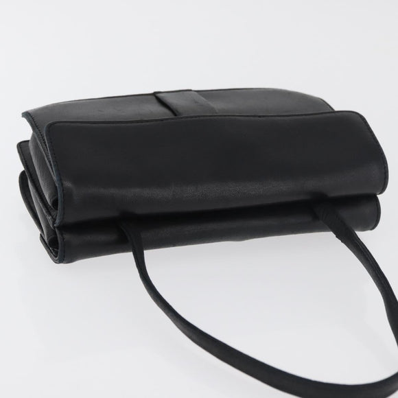 SAINT LAURENT Hand Bag Leather Black Gold Auth bs34834