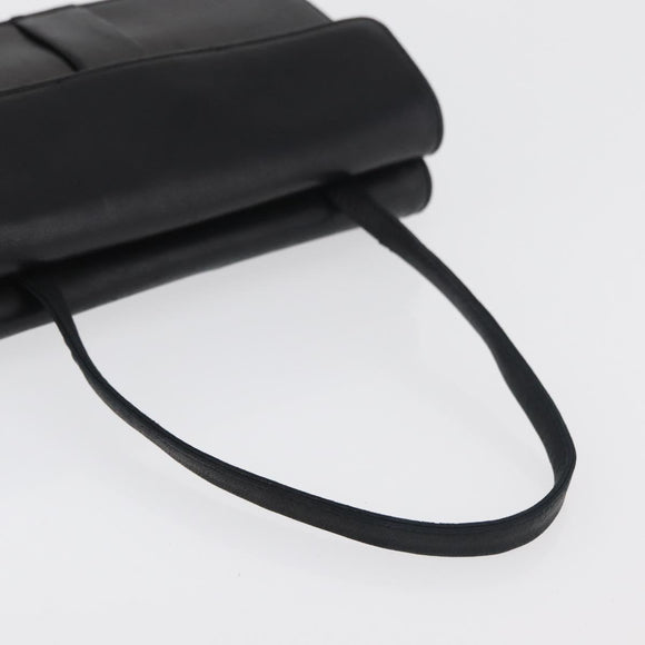 SAINT LAURENT Hand Bag Leather Black Gold Auth bs34834