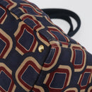 PRADA Canapa L Hand Bag Canvas Navy Gold Auth bs34839A-11