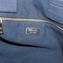 PRADA Canapa L Hand Bag Canvas Navy Gold Auth bs34839A-15