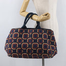 PRADA Canapa L Hand Bag Canvas Navy Gold Auth bs34839A-24