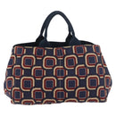 PRADA Canapa L Hand Bag Canvas Navy Gold Auth bs34839A-3