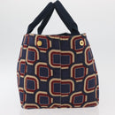 PRADA Canapa L Hand Bag Canvas Navy Gold Auth bs34839A-5