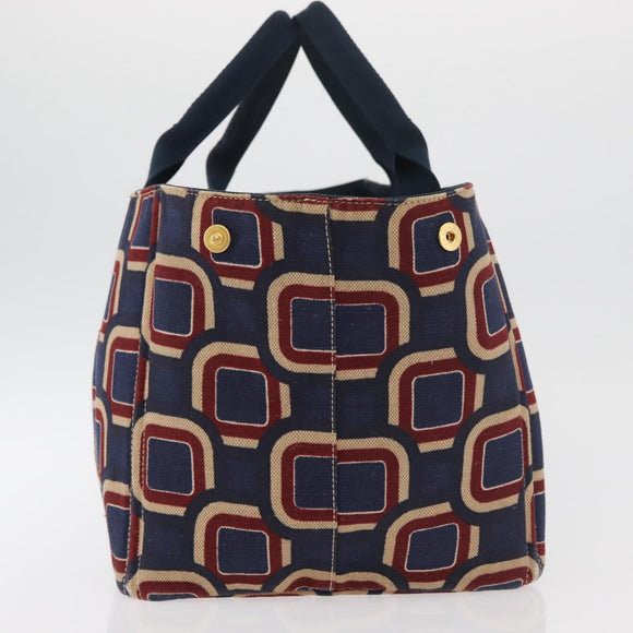 PRADA Canapa L Handtasche Canvas Marinegold Auth bs34839A