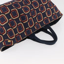PRADA Canapa L Hand Bag Canvas Navy Gold Auth bs34839A-6