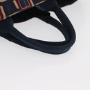 PRADA Canapa L Hand Bag Canvas Navy Gold Auth bs34839A-7