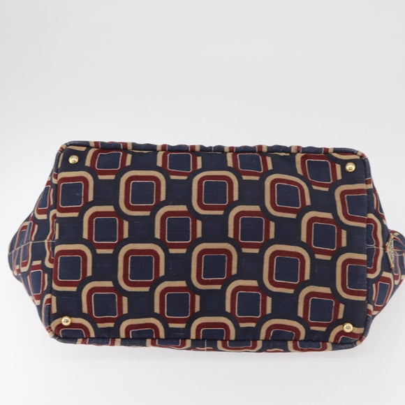 PRADA Canapa L Handtasche Canvas Marinegold Auth bs34839A
