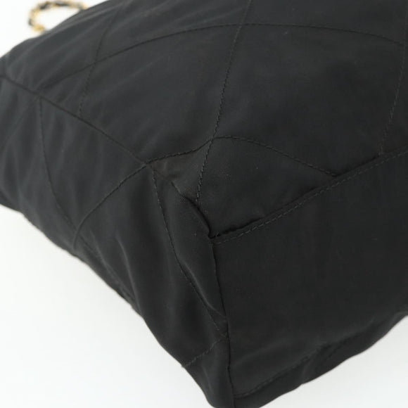 PRADA Chain Shoulder Bag Nylon Black Gold Auth bs34840