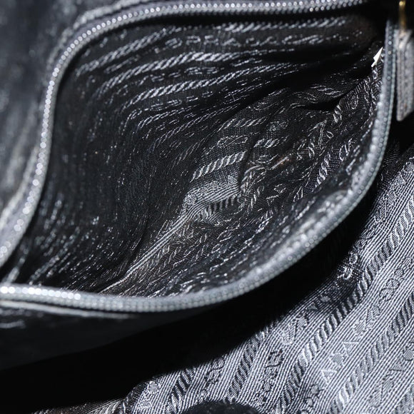 PRADA Chain Shoulder Bag Nylon Black Gold Auth bs34840