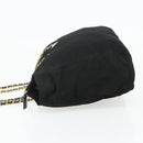 PRADA Chain Shoulder Bag Nylon Black Gold Auth bs34840-3