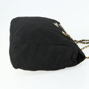 PRADA Chain Shoulder Bag Nylon Black Gold Auth bs34840-4