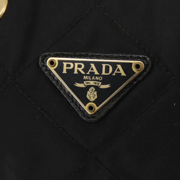 PRADA Chain Shoulder Bag Nylon Black Gold Auth bs34842