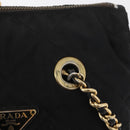 PRADA Chain Shoulder Bag Nylon Black Gold Auth bs34842-19