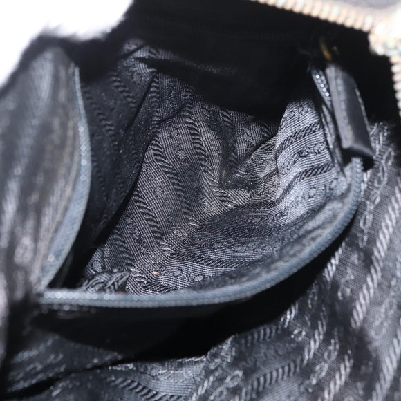 PRADA Chain Shoulder Bag Nylon Black Gold Auth bs34842