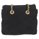 PRADA Chain Shoulder Bag Nylon Black Gold Auth bs34842-2