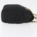 PRADA Chain Shoulder Bag Nylon Black Gold Auth bs34842-3