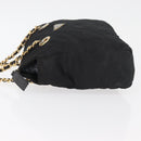 PRADA Chain Shoulder Bag Nylon Black Gold Auth bs34842-4
