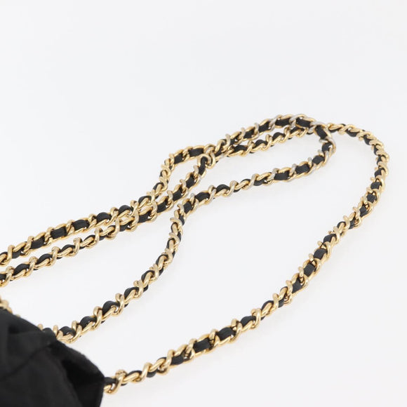 PRADA Chain Shoulder Bag Nylon Black Gold Auth bs34842