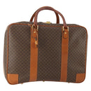 CELINE Macadam Canvas Hand Bag Trunk PVC Leather Brown Gold Auth bs34844A-1