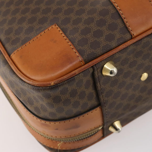 CELINE Macadam Canvas Hand Bag Trunk PVC Leather Brown Gold Auth bs34844A