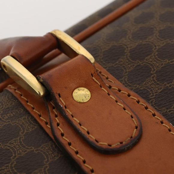 CELINE Macadam Canvas Hand Bag Trunk PVC Leather Brown Gold Auth bs34844A