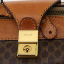 CELINE Macadam Canvas Hand Bag Trunk PVC Leather Brown Gold Auth bs34844A-16
